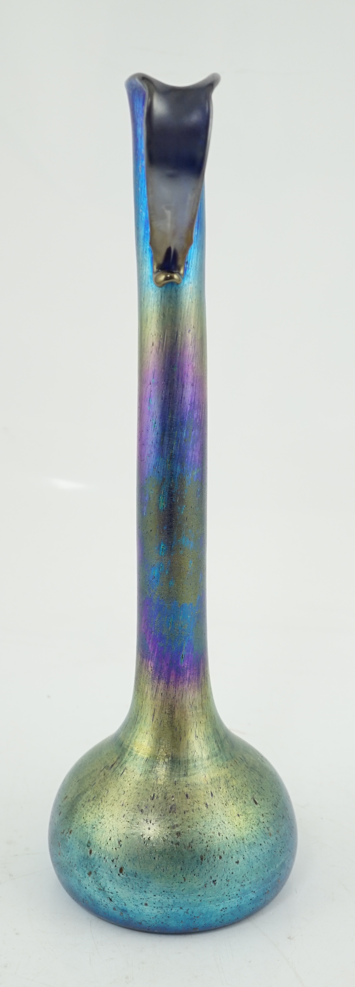 A tall Loetz Art Nouveau iridescent glass vase, c.1901, the design by Robert Holubetz, student of Koloman Moser